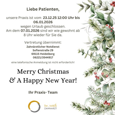 Urlaub vom 23.12.25 bis 06.01.26